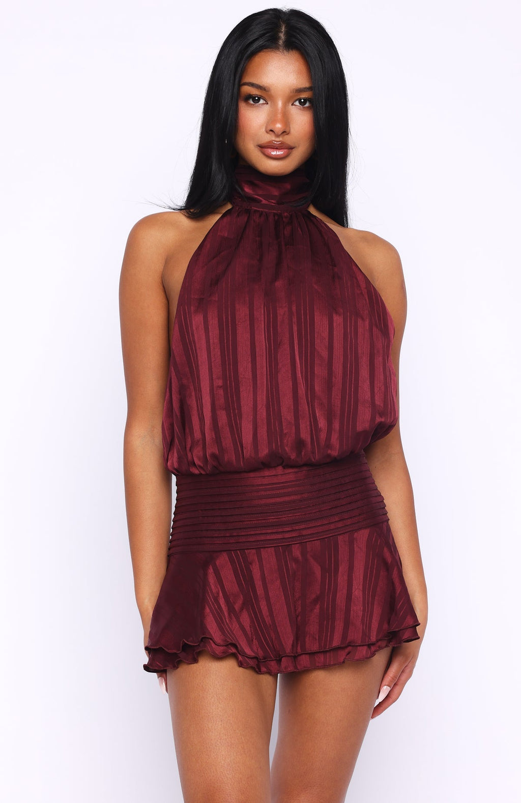 White Fox Captivate My Focus Mini Dress Wine
