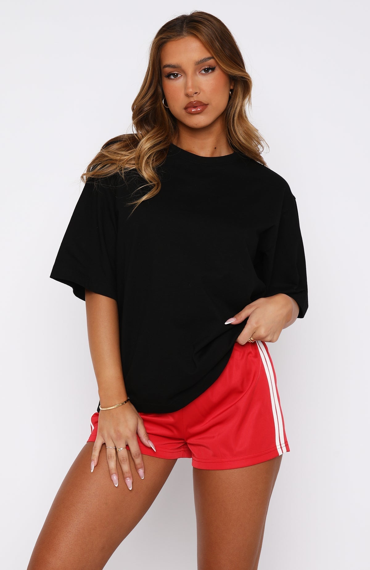 White Fox Let It Out Oversized Tee Black