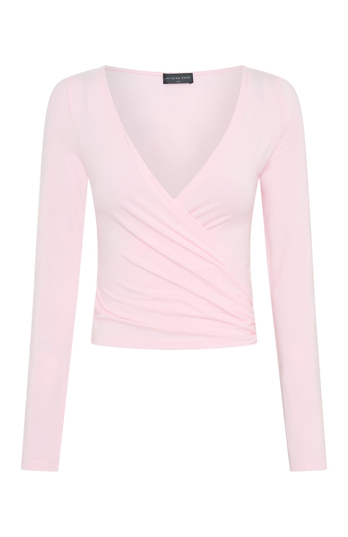 White Fox Staying Cute Long Sleeve Wrap Top Ballet Pink