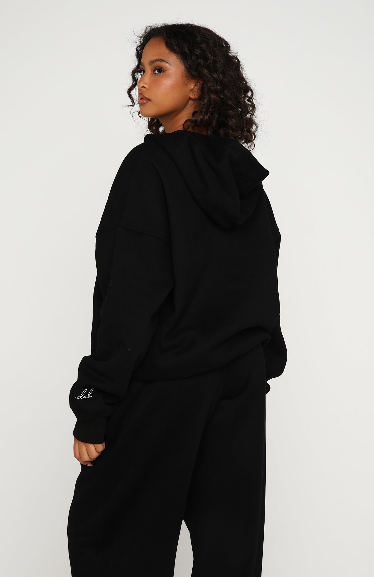 White Fox Know What You Want Oversized Hoodie Black