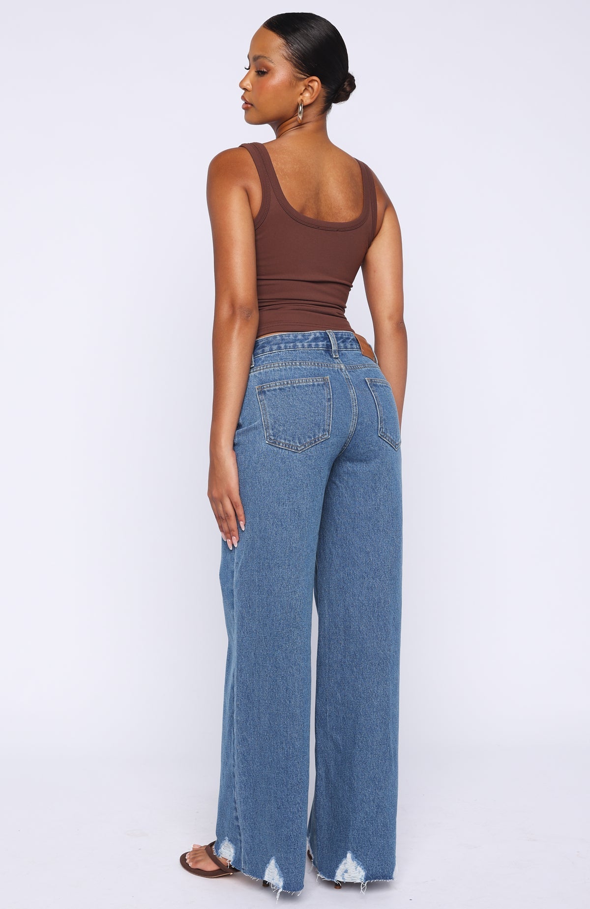 White Fox Big City Dreams Mid Rise Wide Leg Jeans Admiral Blue