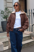 White Fox No Airtime Bomber Jacket Chocolate