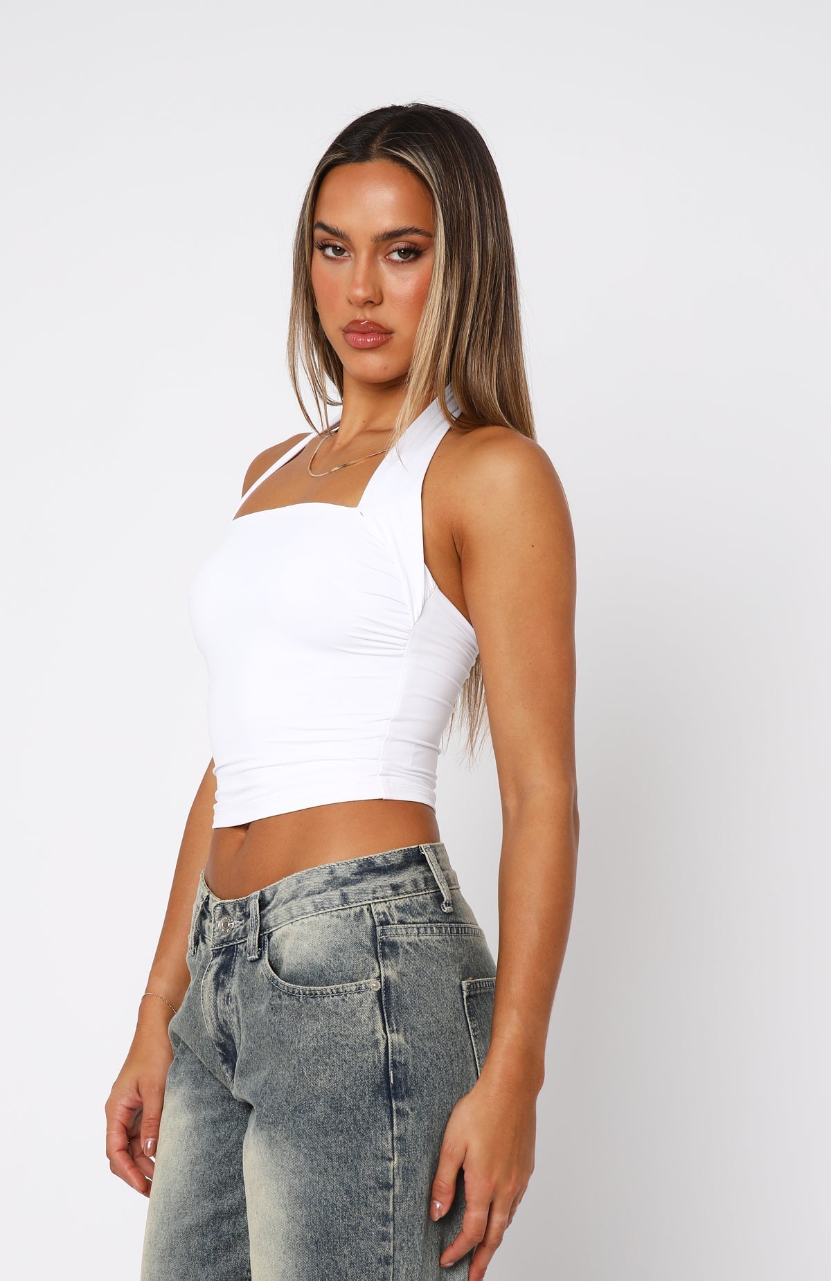 White Fox Out Of Touch Halter Top White
