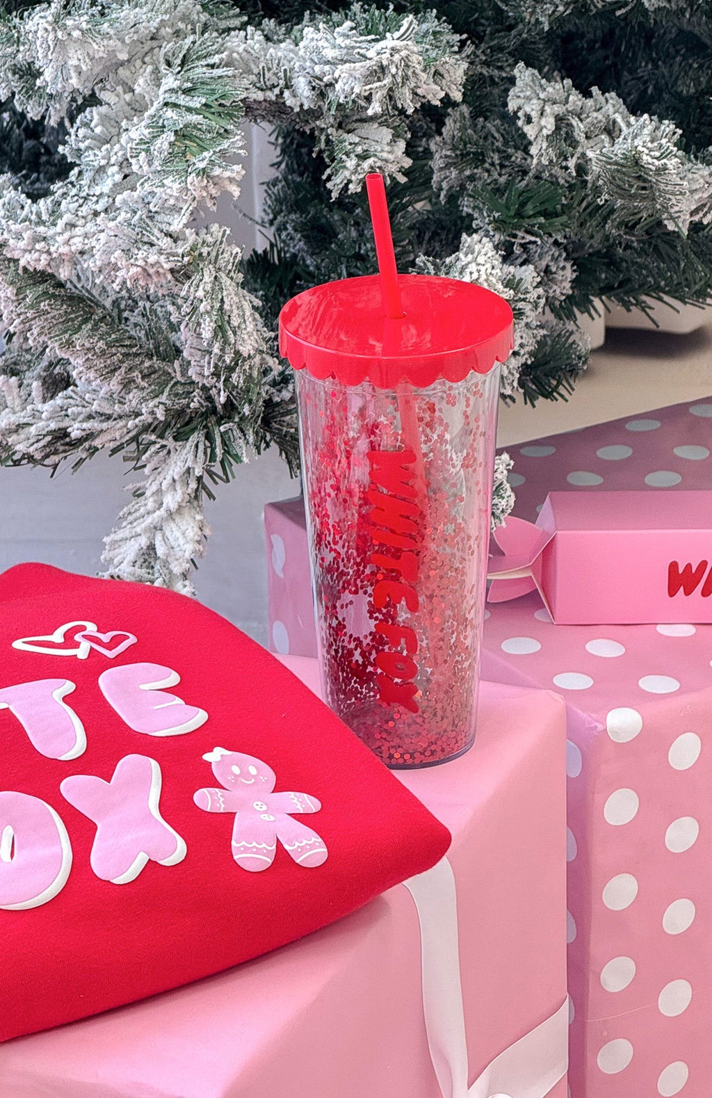 White Fox Kylen Tumbler 700ml Red Glitter