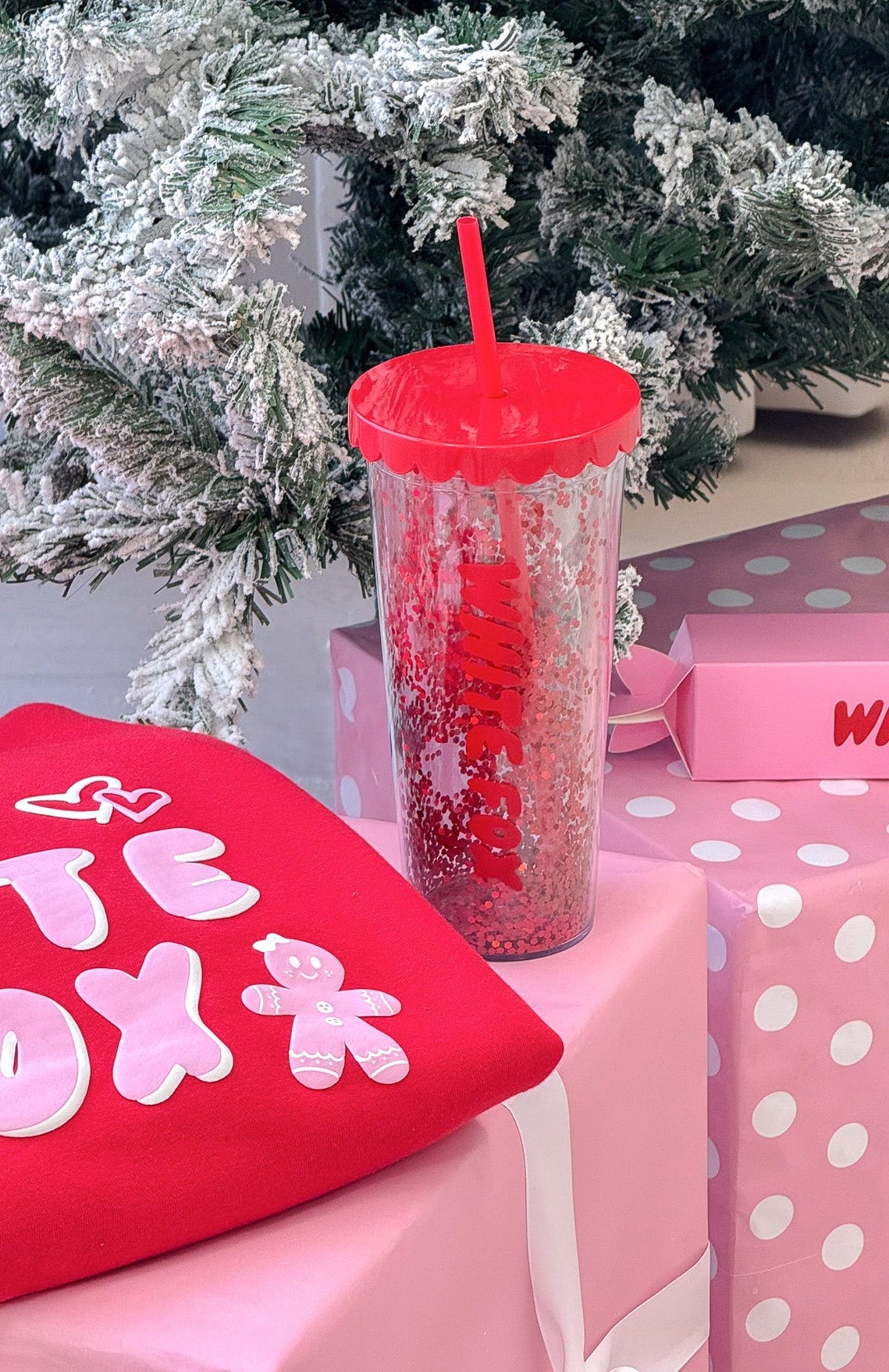 White Fox Kylen Tumbler 700ml Red Glitter