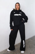 White Fox Ready To Go Wide Leg Sweatpants Black