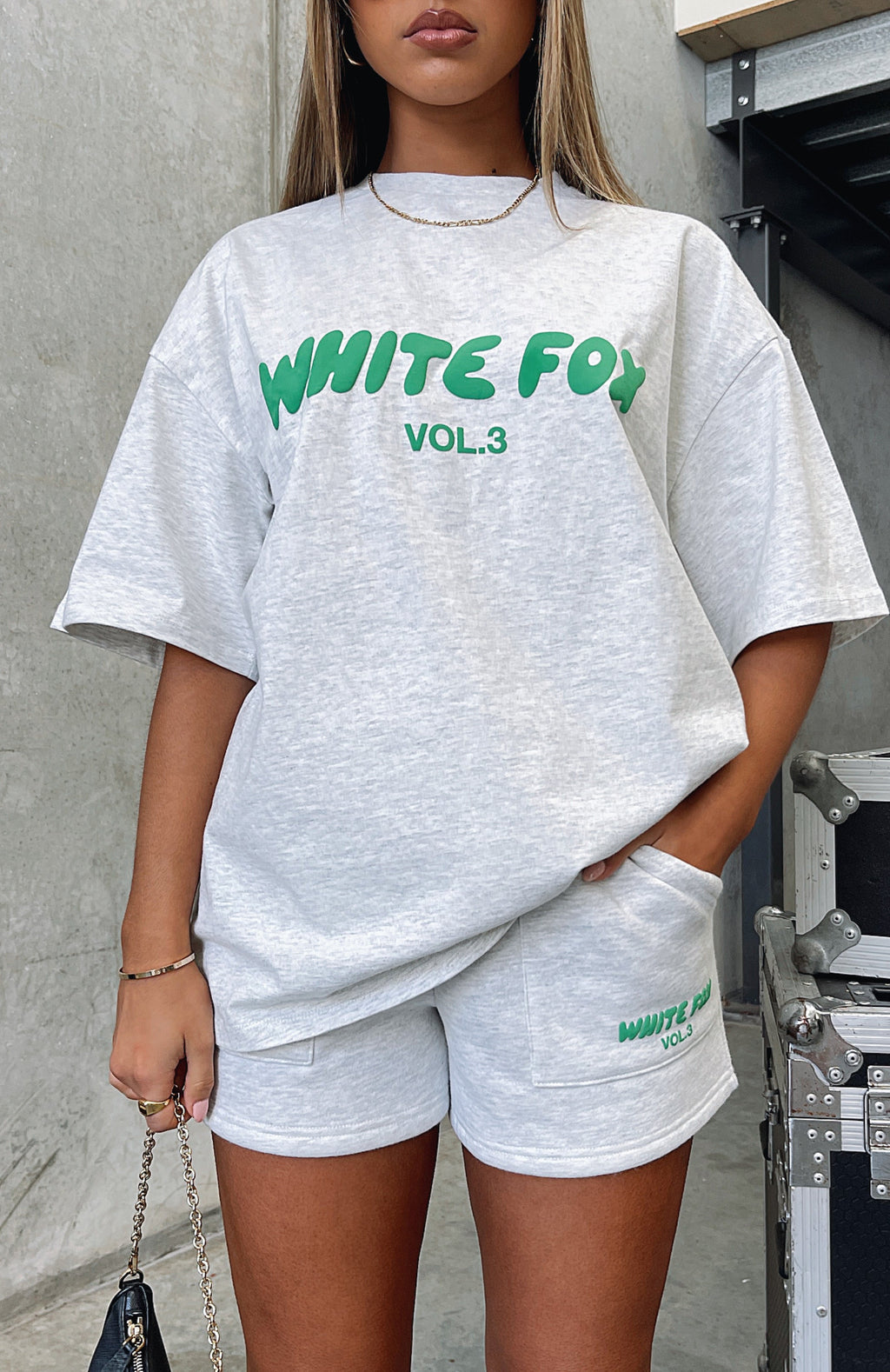 White Fox Offstage Oversized Tee Glacier Grey