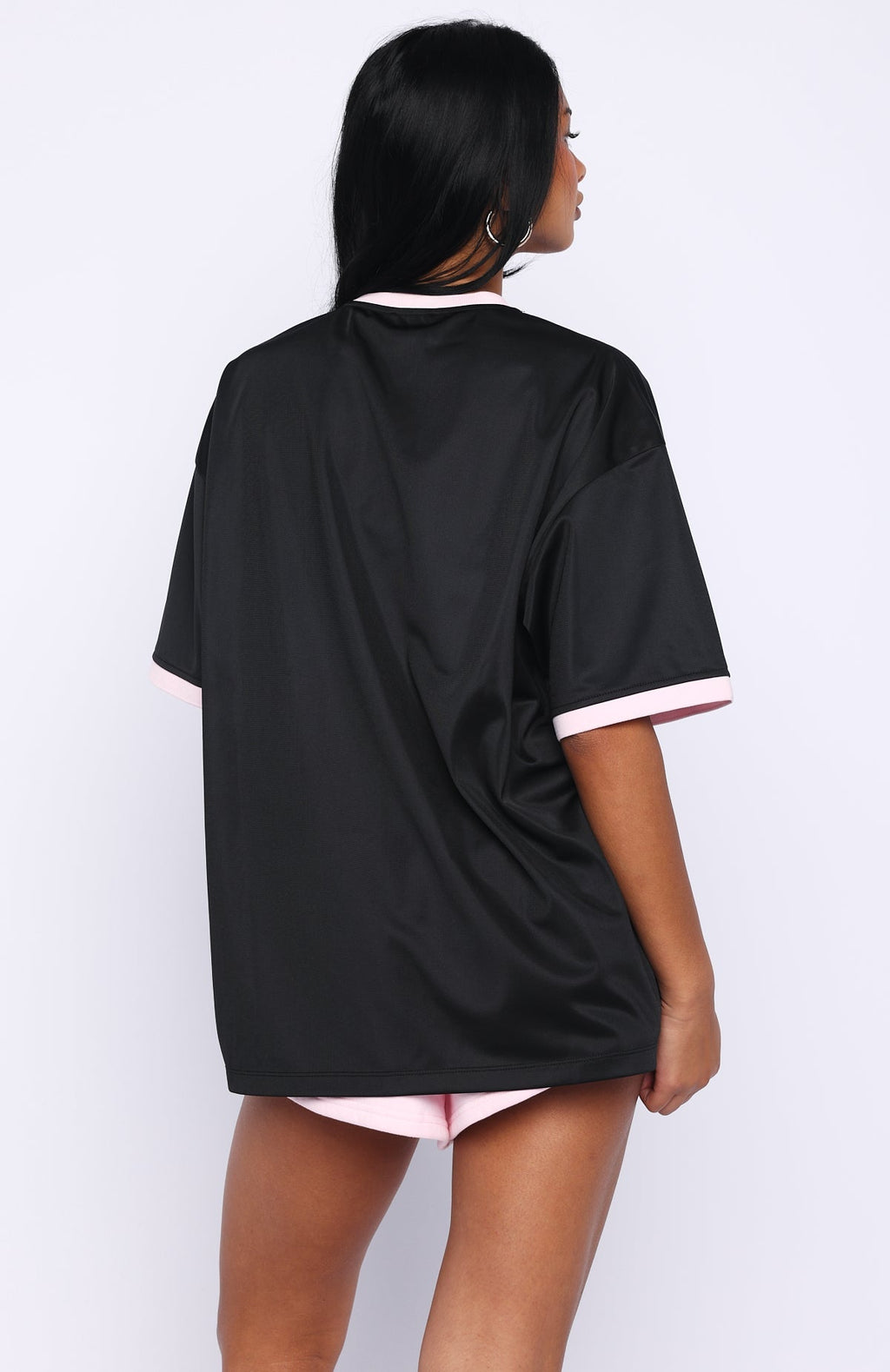 White Fox Boss Babe Vibes Oversized Jersey Black