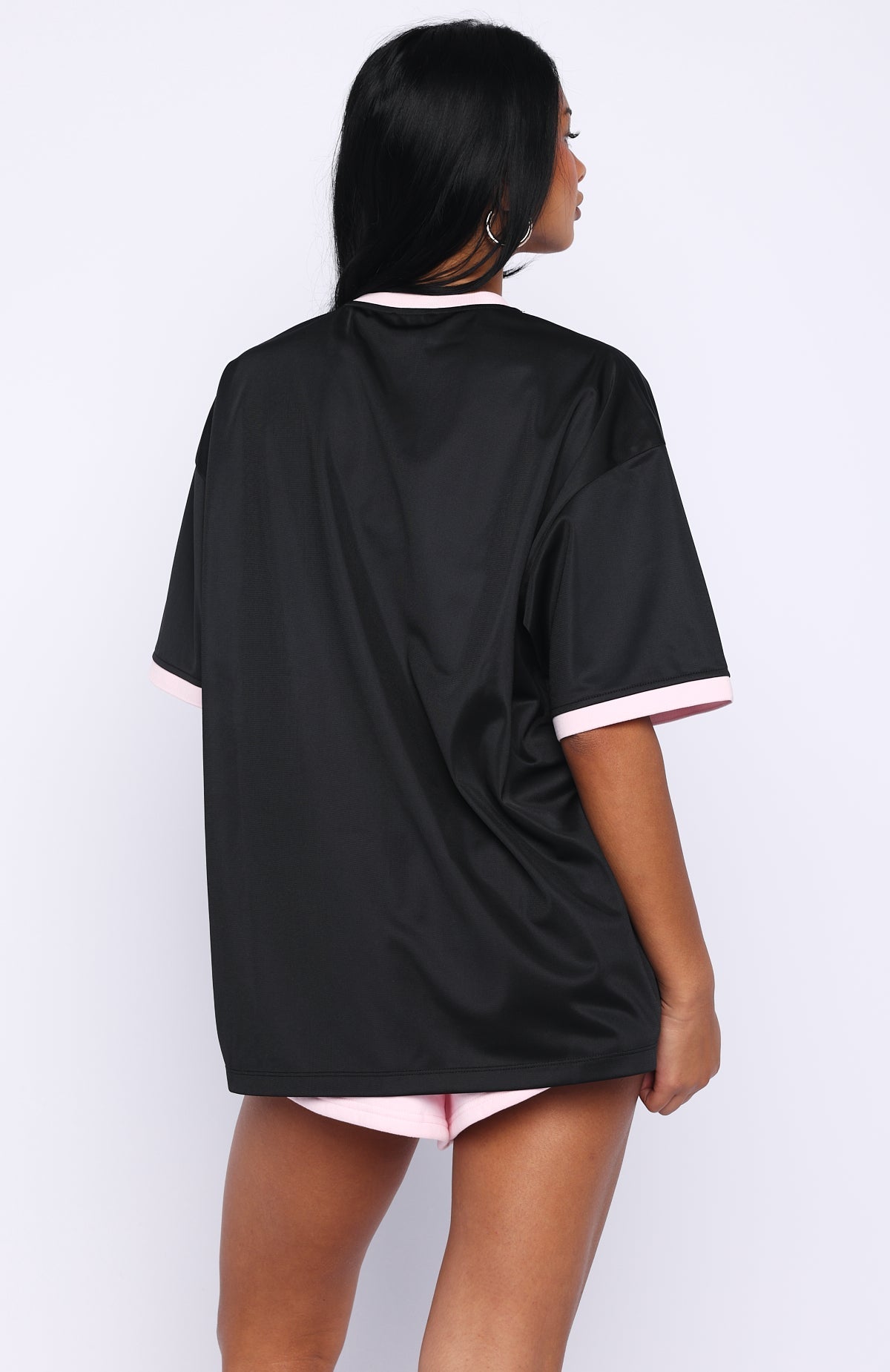 White Fox Boss Babe Vibes Oversized Jersey Black