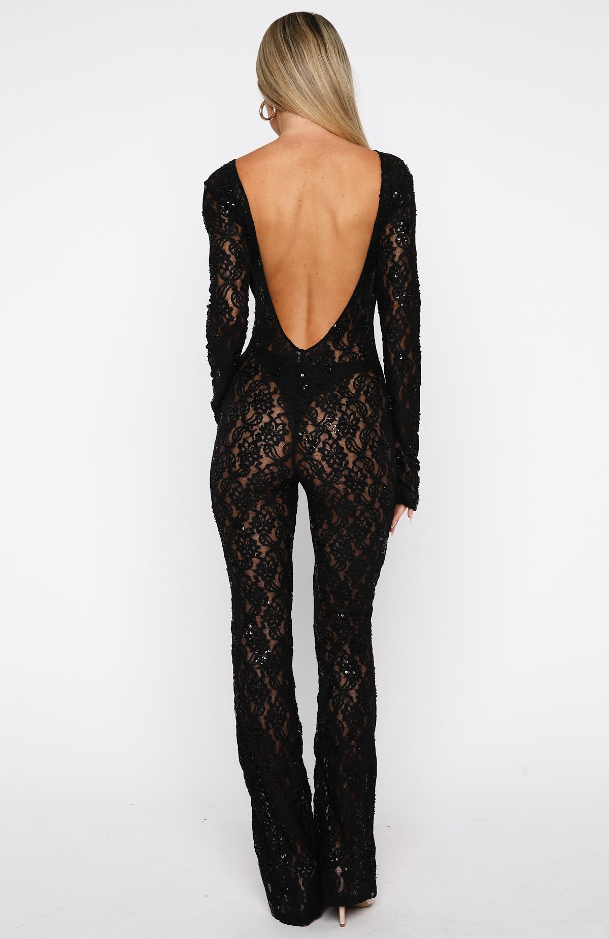 White Fox Major Attitude Lace Jumpsuit Black