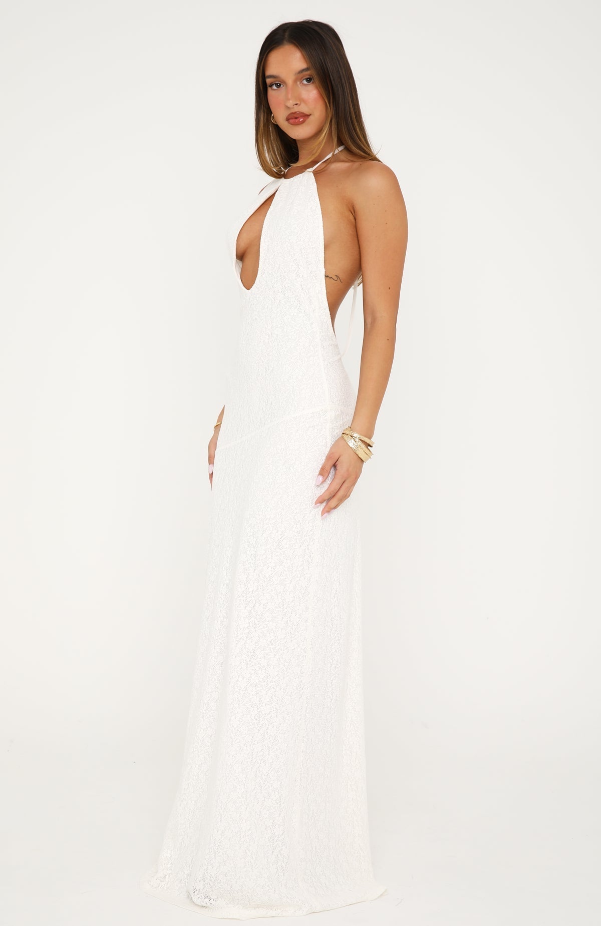 White Fox Bare Elegance Maxi Dress Off White