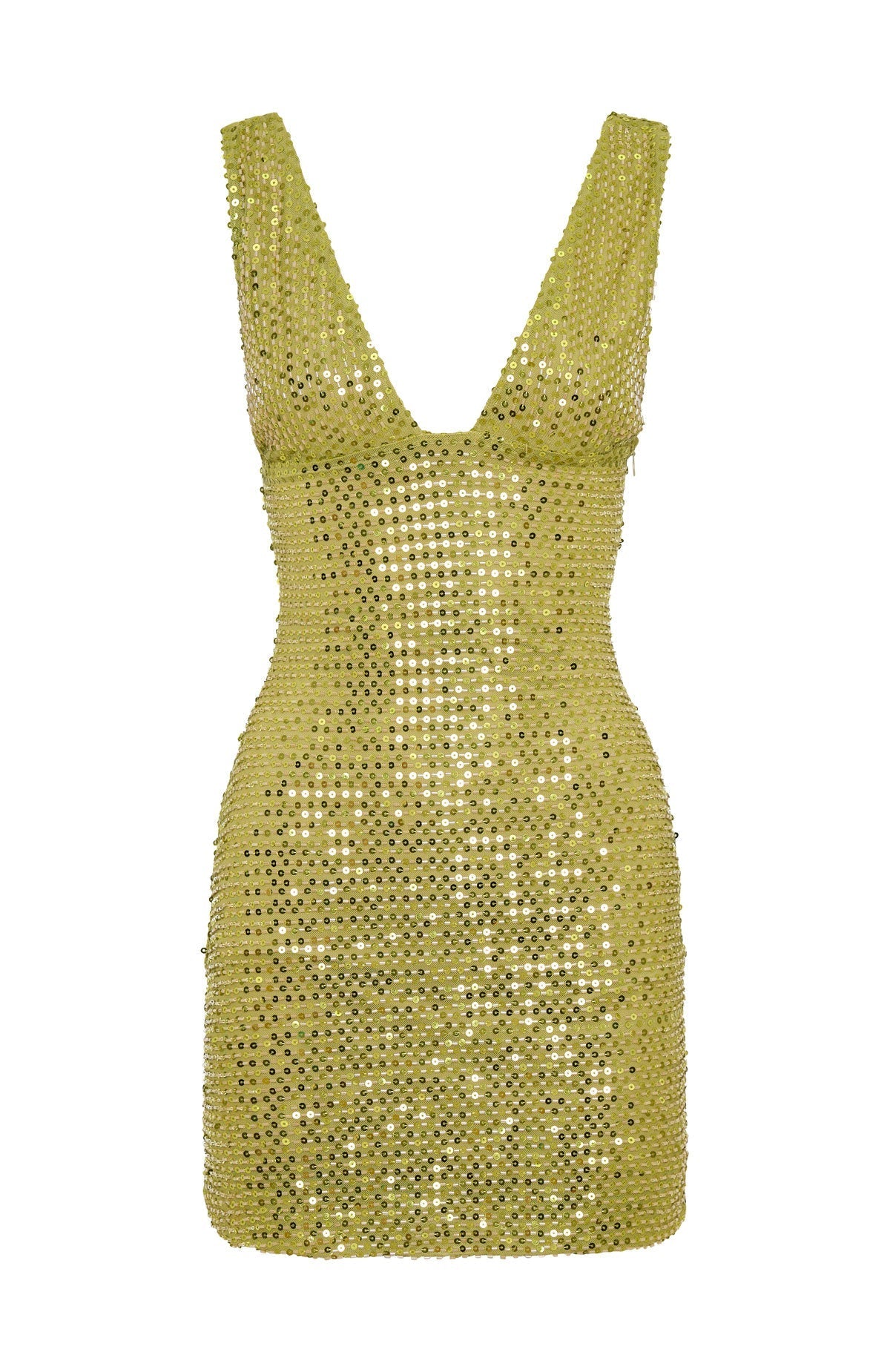 White Fox I Believe In You Beaded Mini Dress Chartreuse