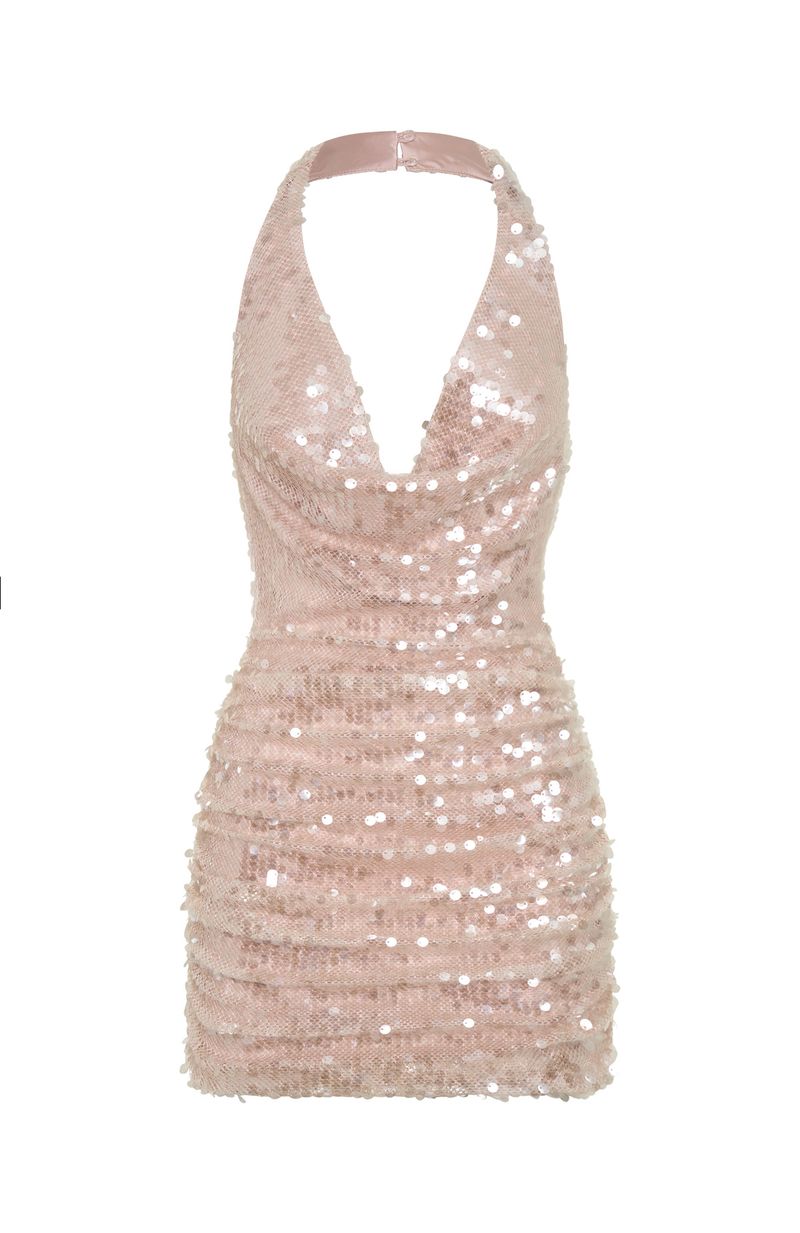 White Fox At The Function Halter Mini Dress Pink
