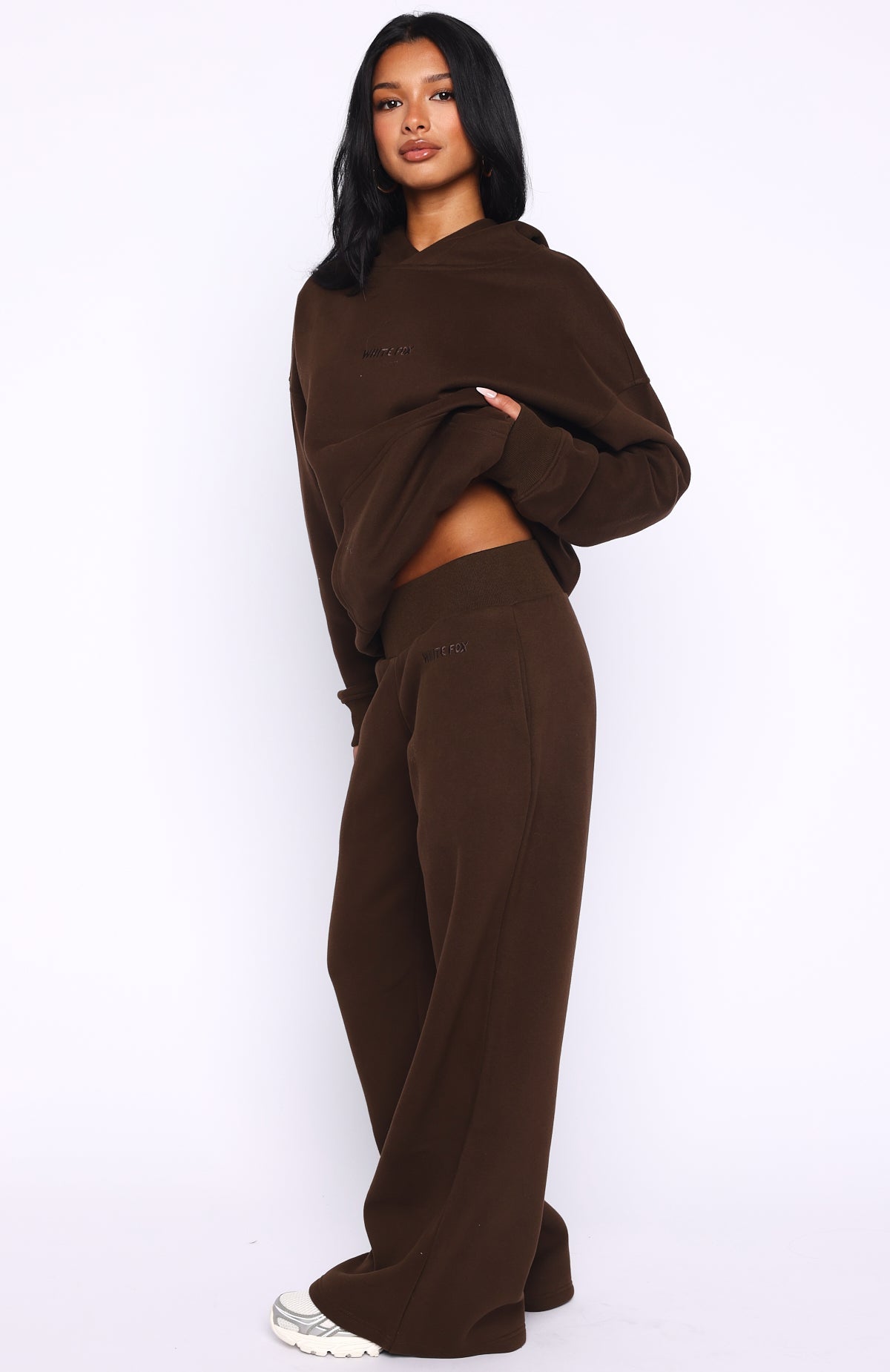 White Fox Come A Long Way Wide Leg Sweatpants Chocolate