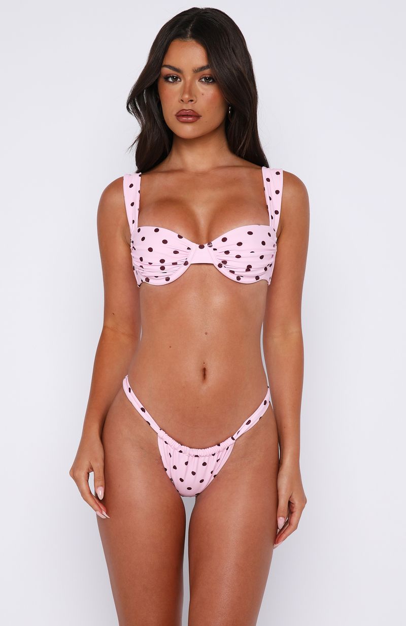 White Fox Balia Bikini Top Pink Polka Dot