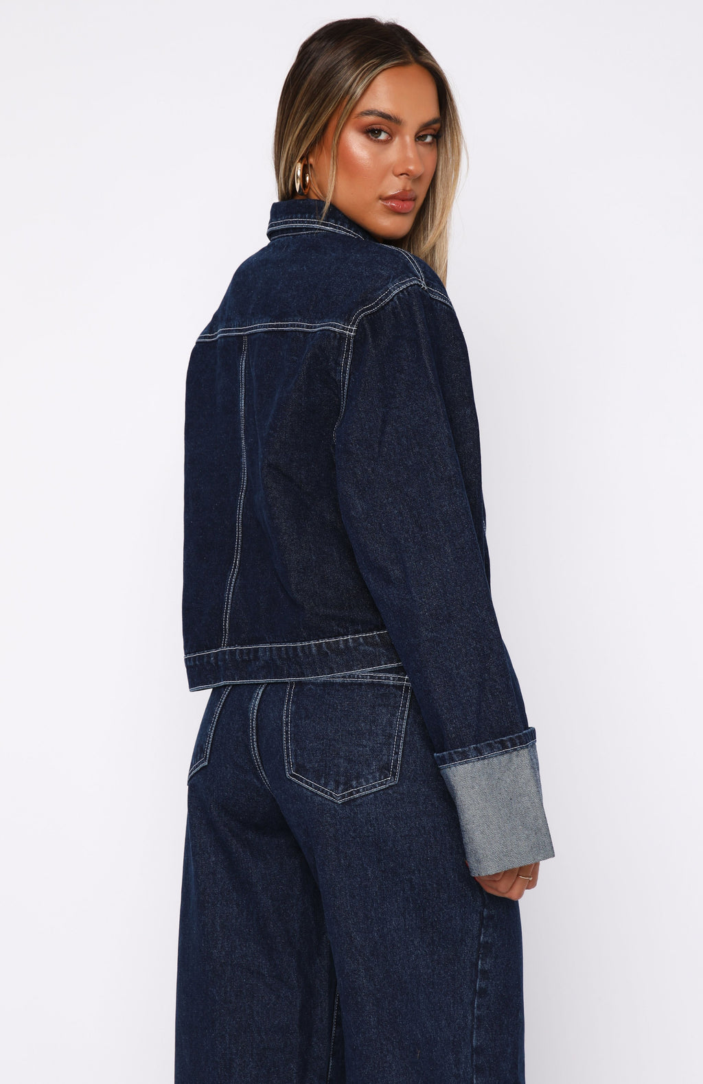 White Fox Charlotte Denim Jacket Dark Indigo