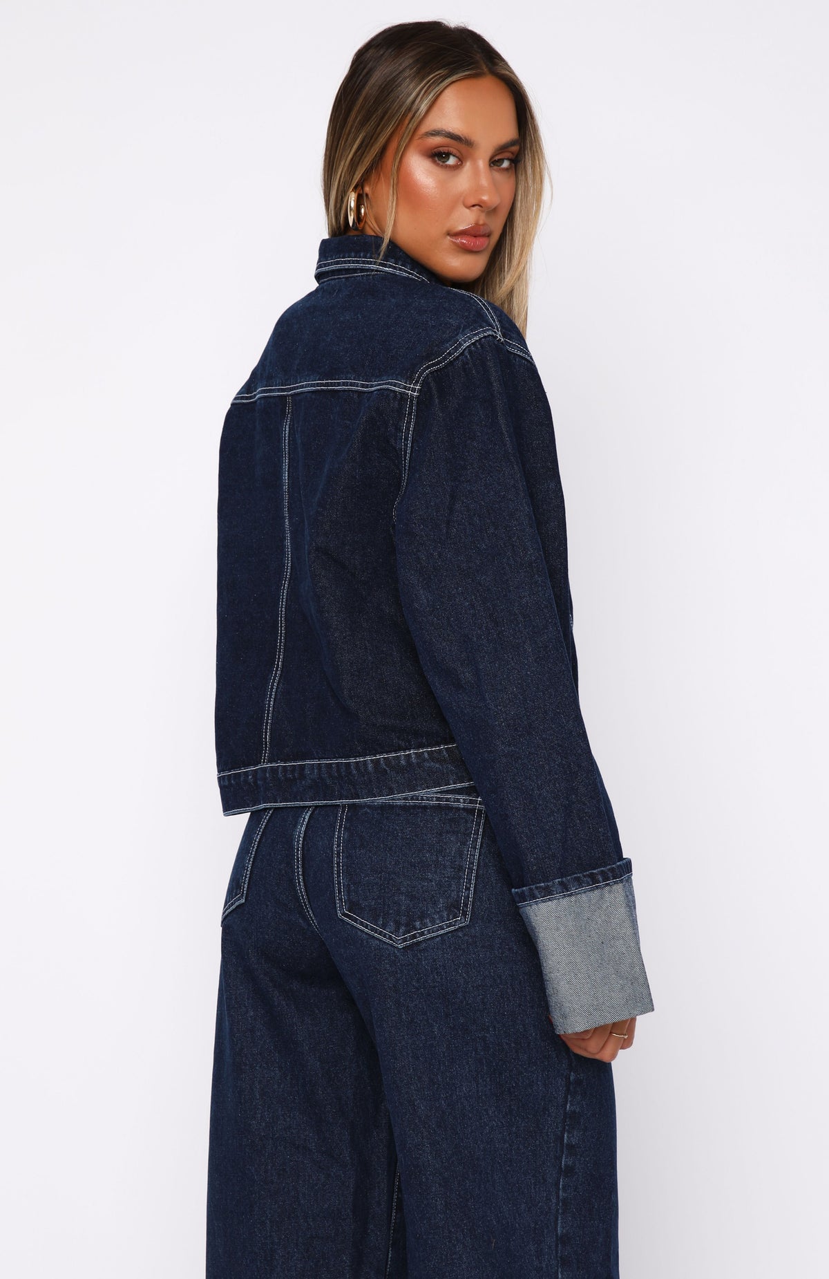 White Fox Charlotte Denim Jacket Dark Indigo