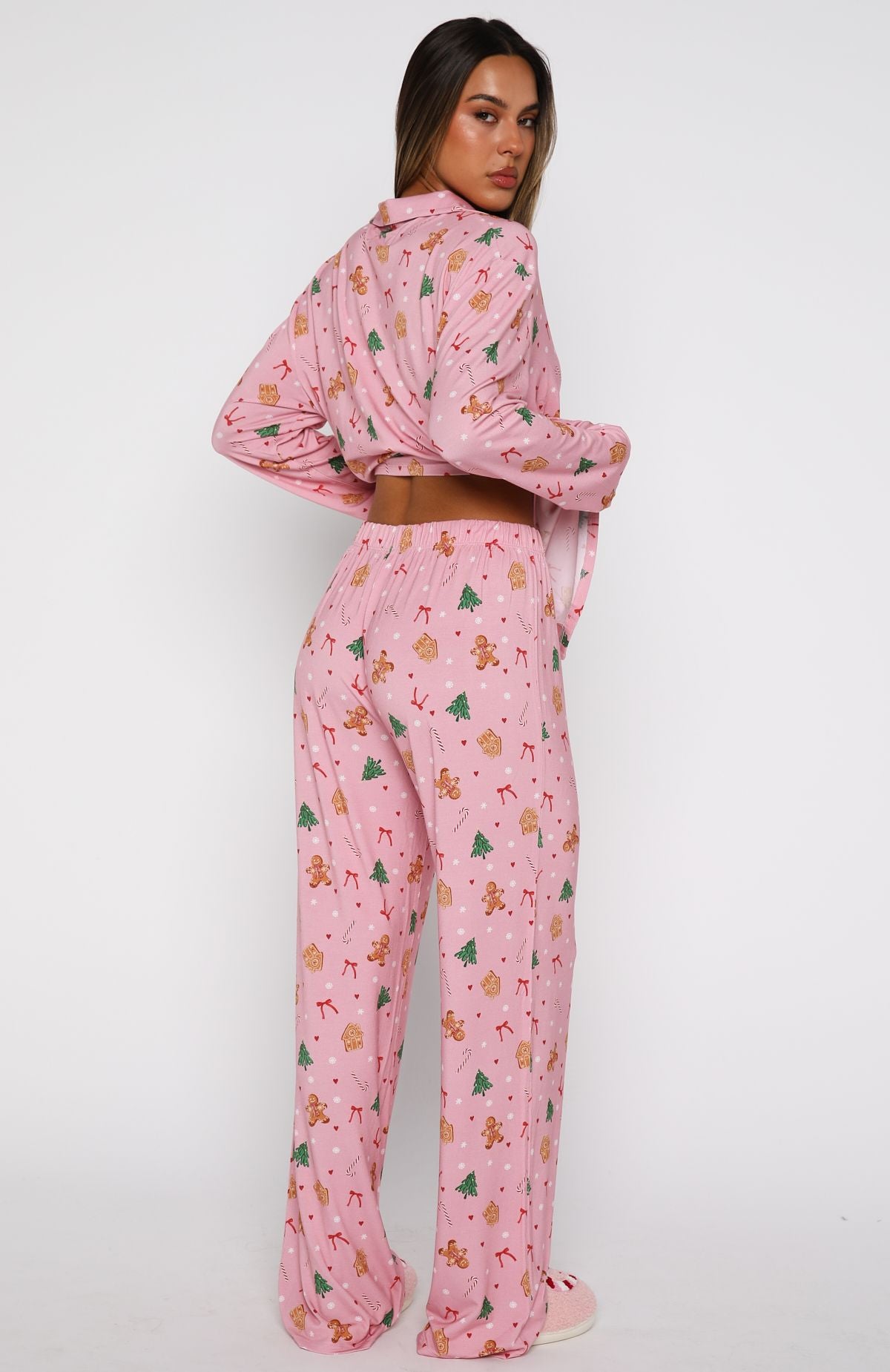 White Fox Pillow Talk Printed Long Sleeve Pyjama Set Candy Kiss