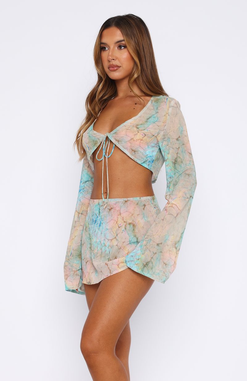 White Fox Aura Wave Mini Skirt Seaside Mottle