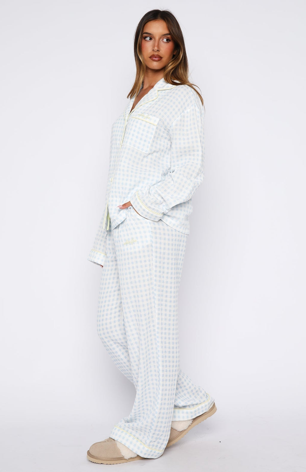 White Fox She's Got This Pyjama Pants Sky Blue Gingham