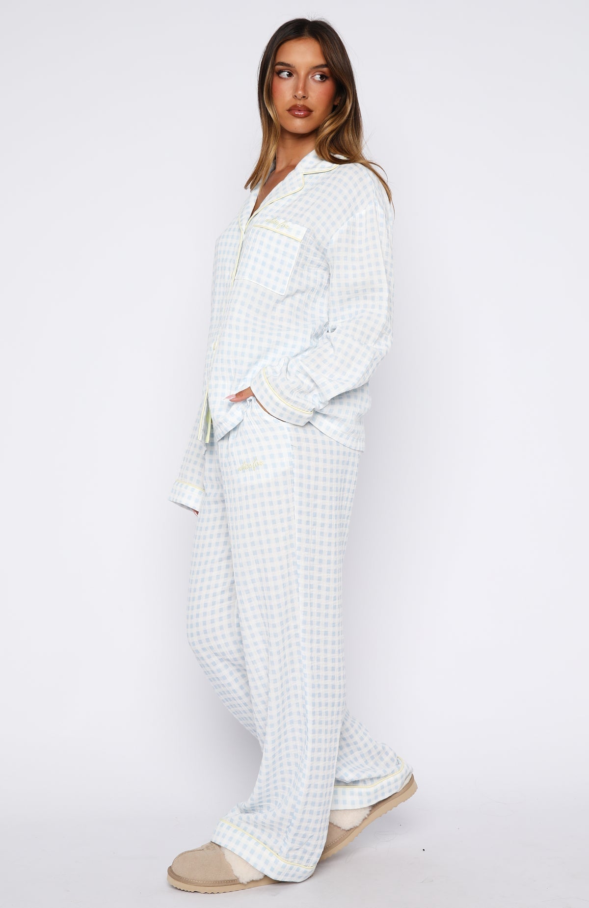 White Fox She's Got This Pyjama Pants Sky Blue Gingham