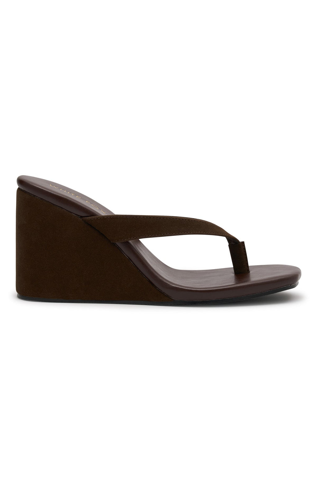 White Fox Grace Wedge Chocolate Faux Suede
