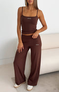 White Fox Core Strengths Wide Leg Pants Chocolate