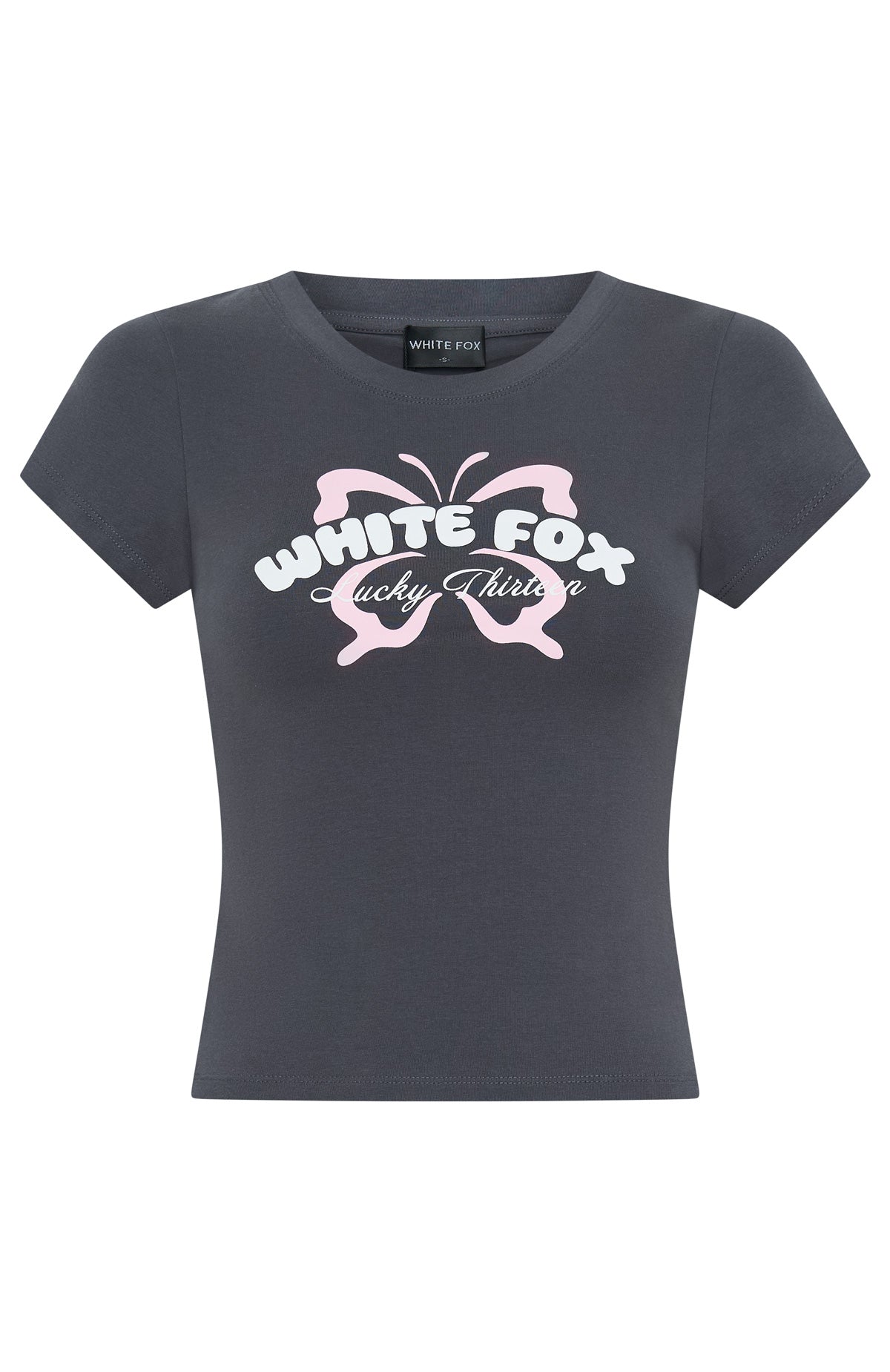 White Fox Lucky Thirteen Audrina Baby Tee Volcanic