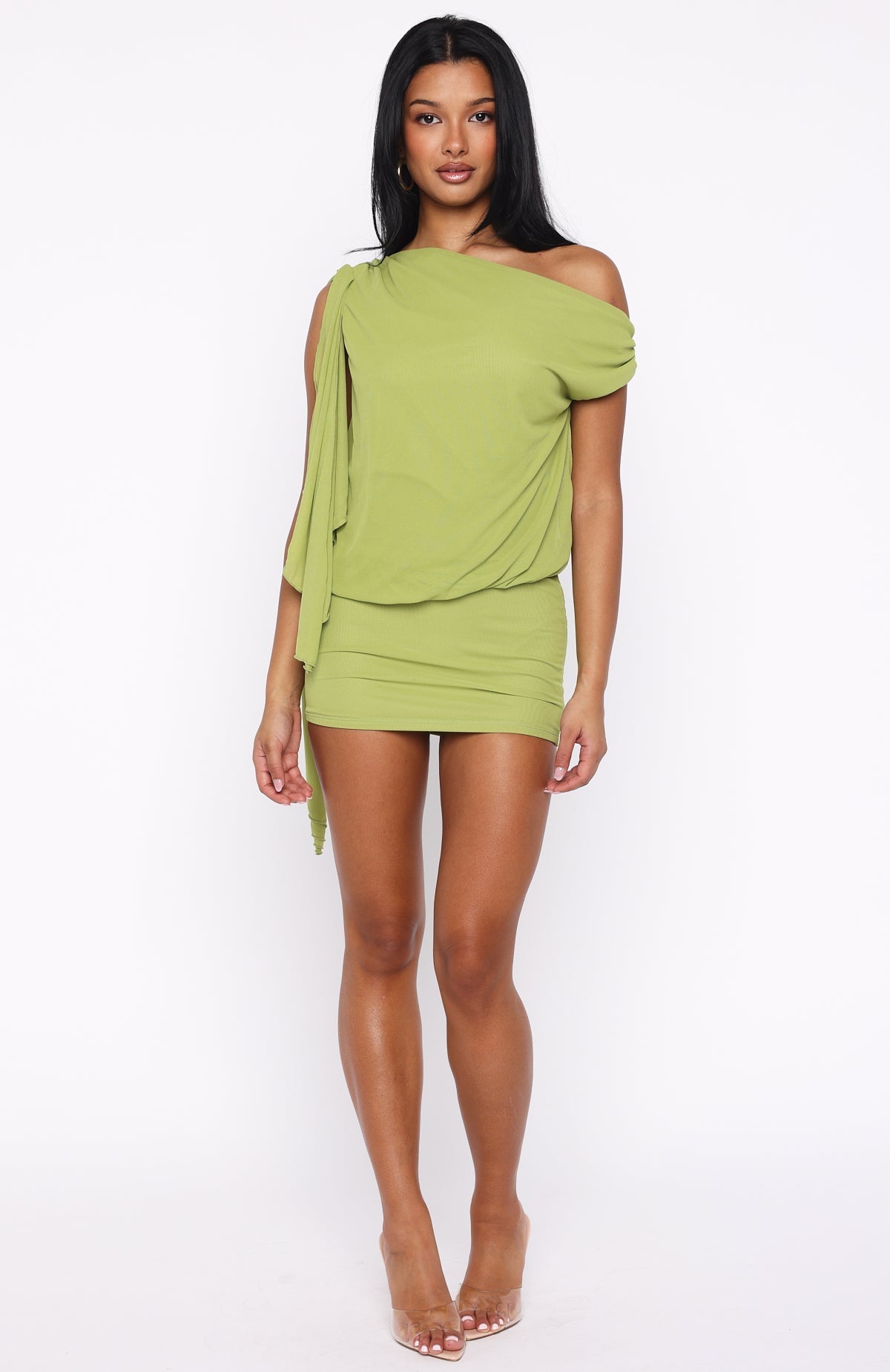 White Fox Sicilian Dreams Mini Dress Chartreuse