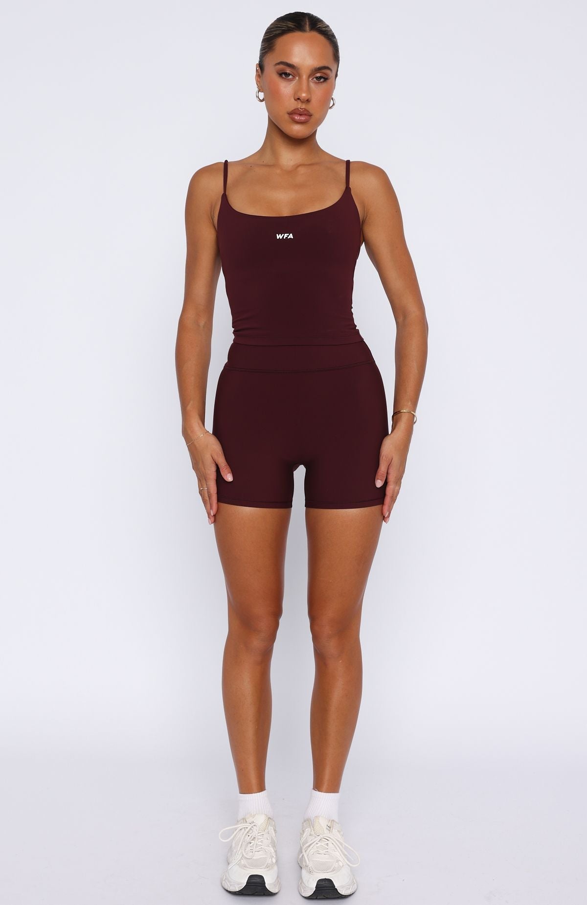 White Fox Keep Up High Waisted Shorts 4" Merlot