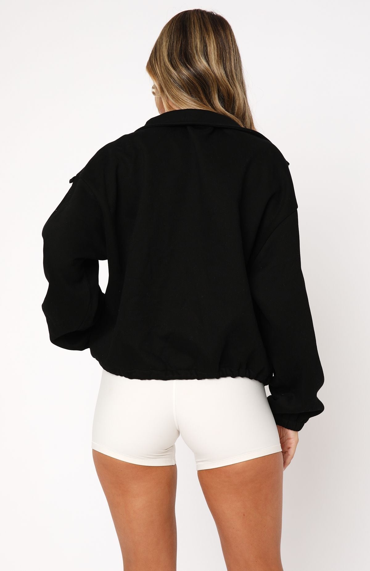 White Fox Don't Look Now Zip Front Sweater Black
