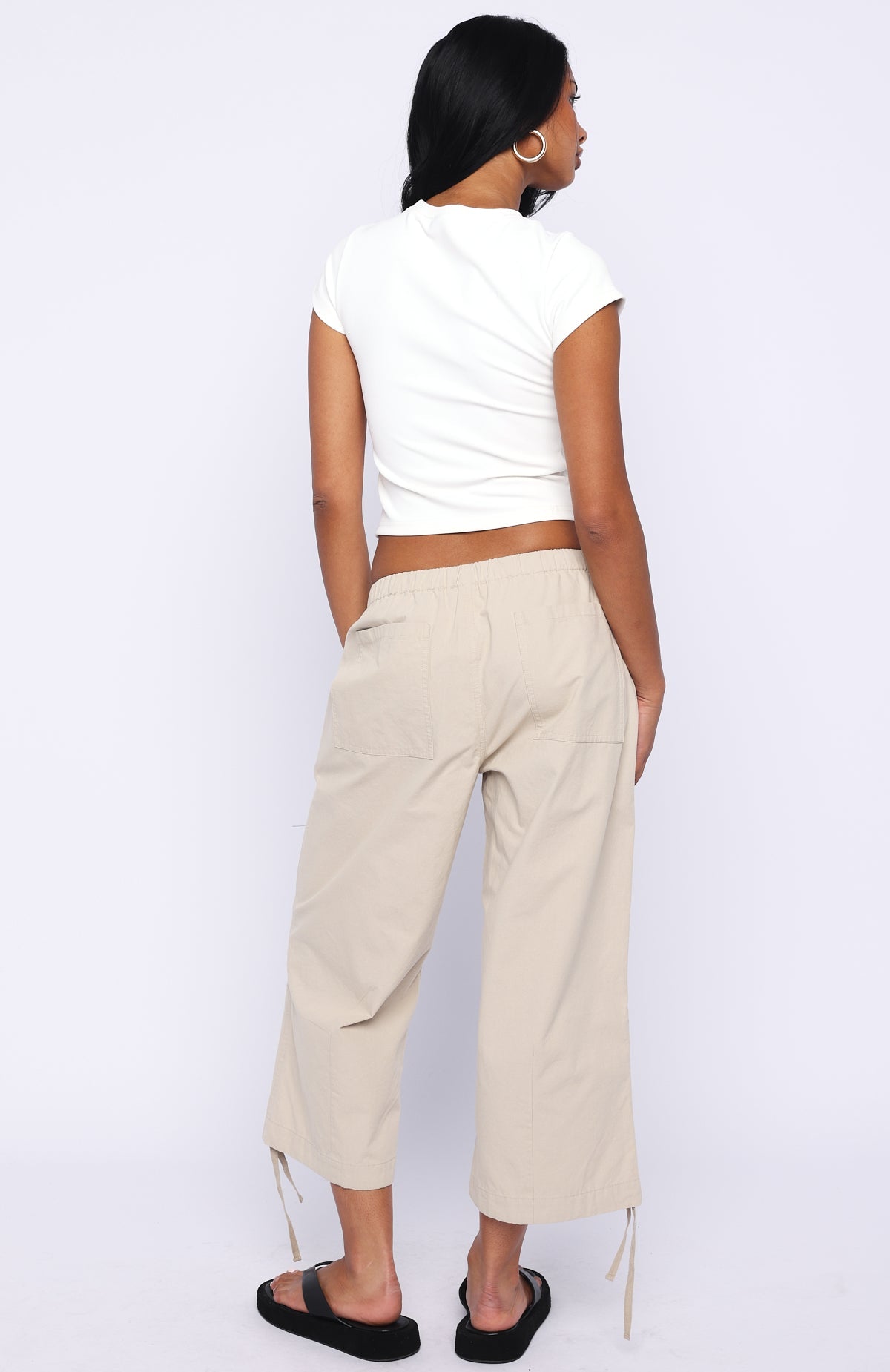 White Fox Date Me Capri Cargo Pants Stone