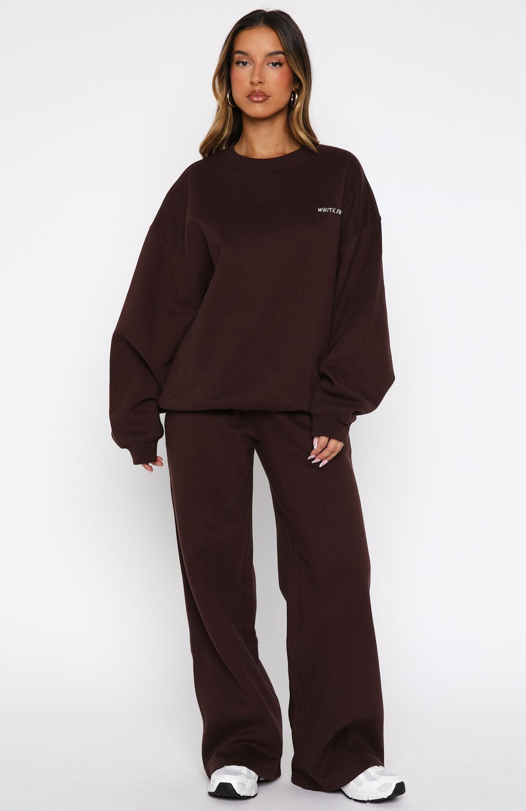 White Fox Test Drive Oversized Sweater Chocolate
