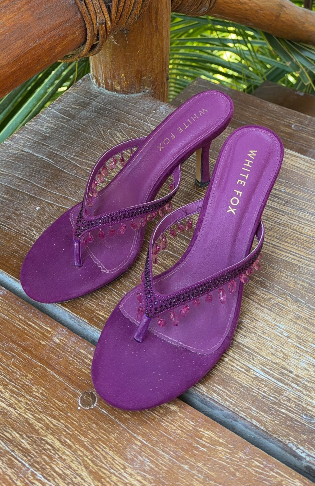 White Fox Jackie Mules Purple Faux Suede