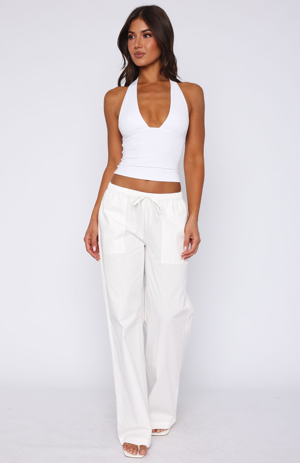 White Fox Sweet Like Me Wide Leg Pants White