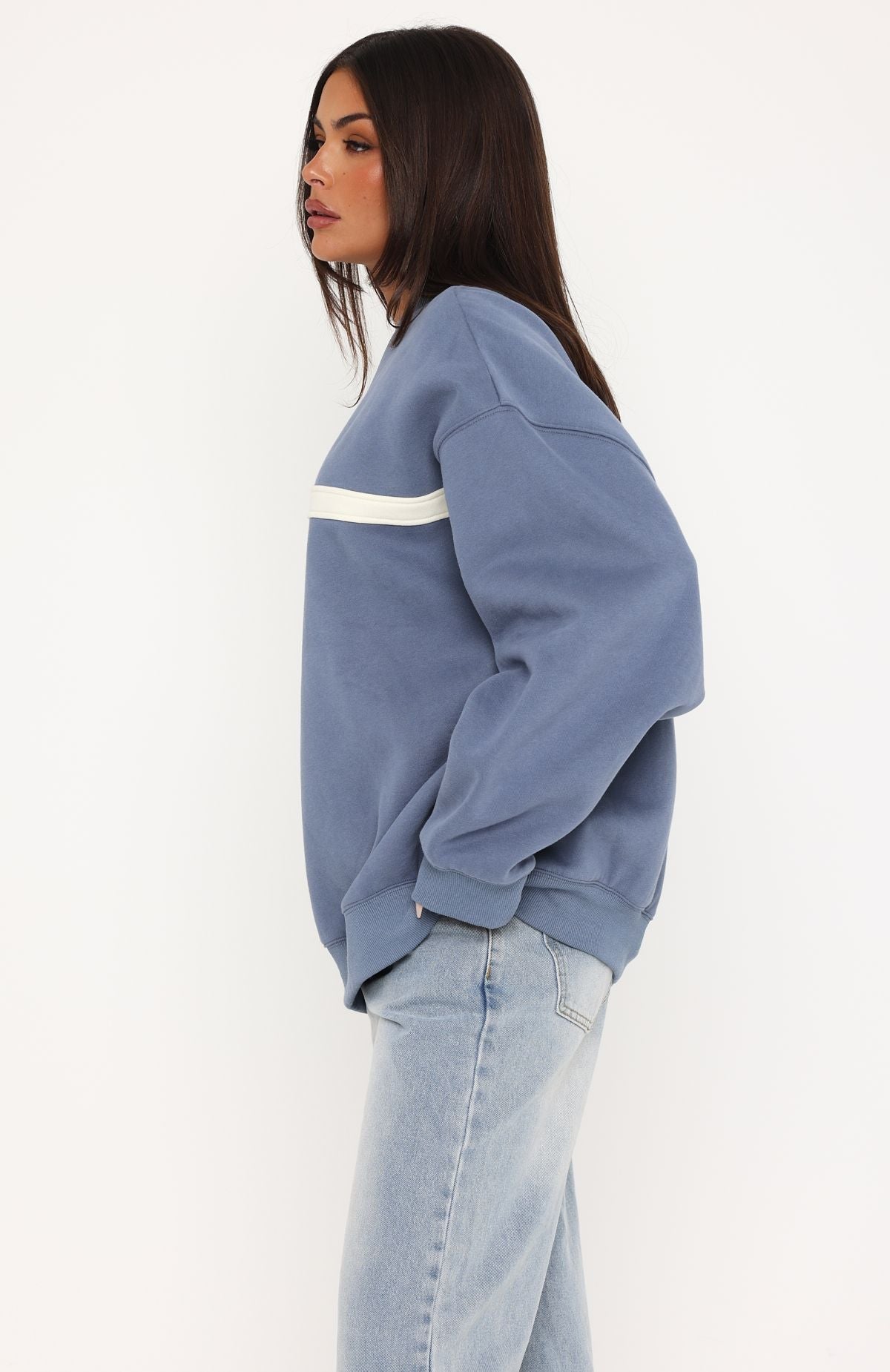 White Fox Take Another Chance Oversized Drop Shoulder Sweater Ocean