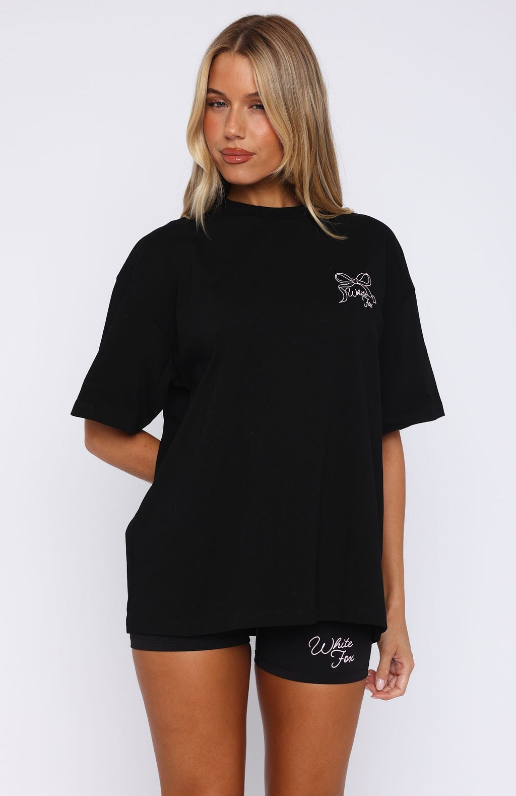 White Fox Love You Forever Oversized Tee Black