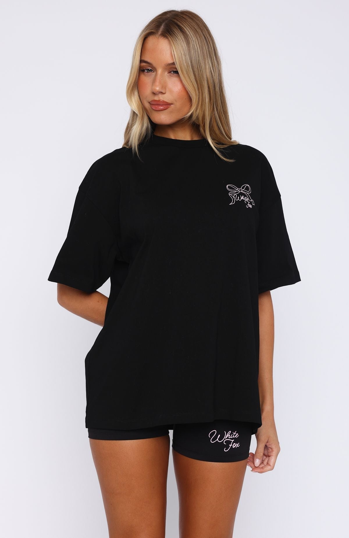 White Fox Love You Forever Oversized Tee Black