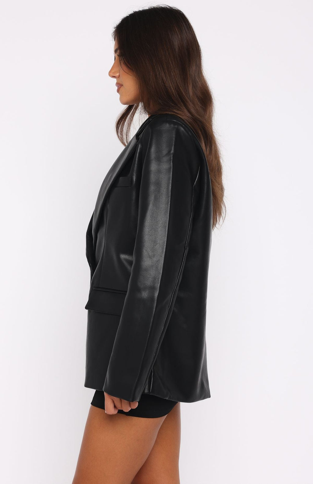 White Fox Heartthrob Pu Blazer Black