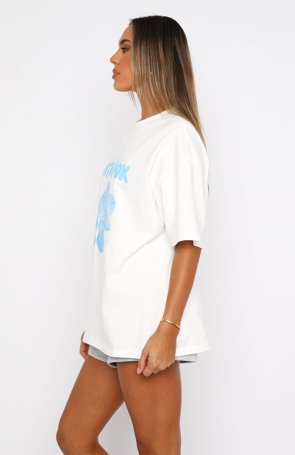White Fox With Love Forever Oversized Tee White/Blue