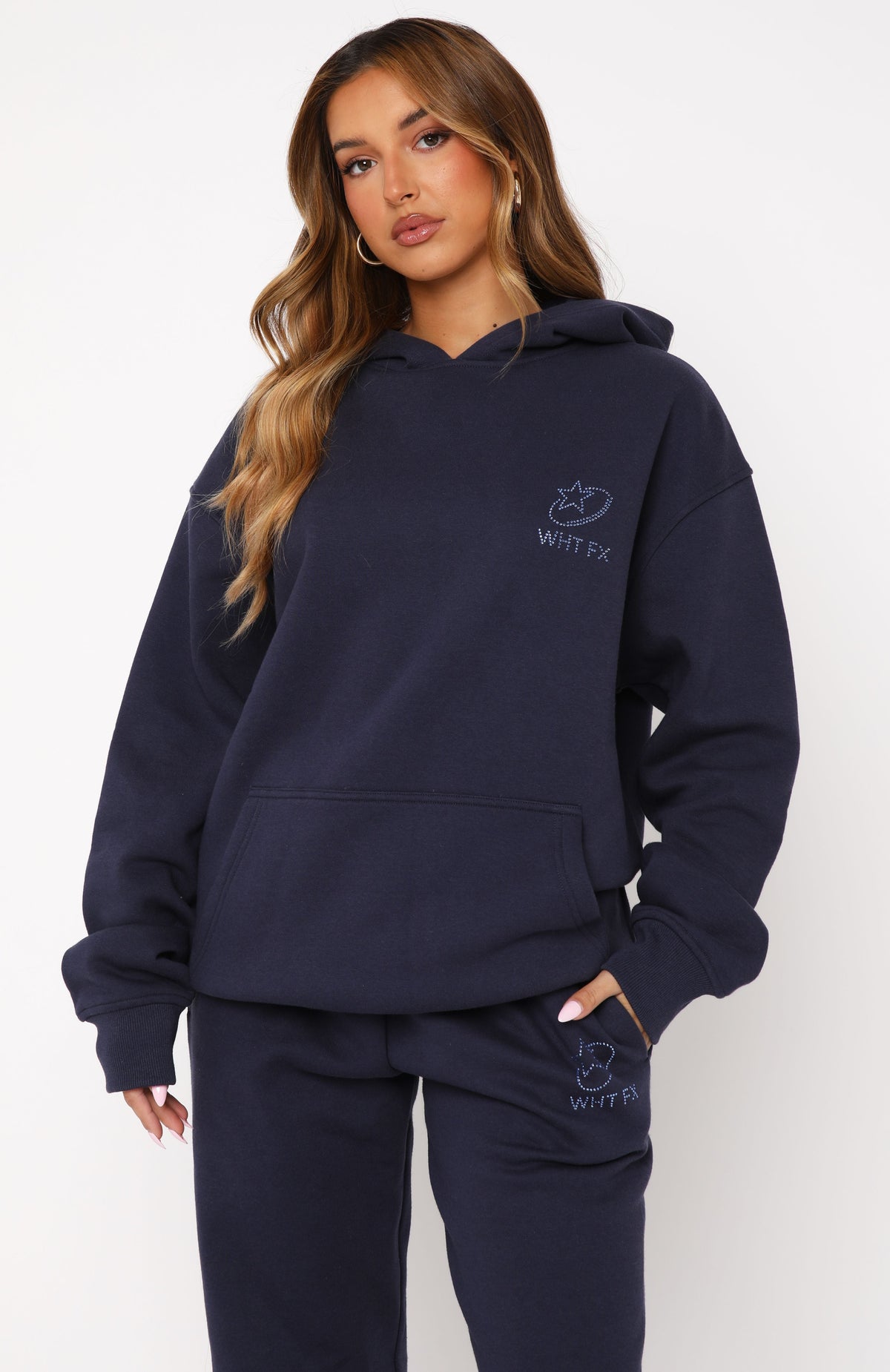 White Fox Always Shining Oversized Hoodie Navy