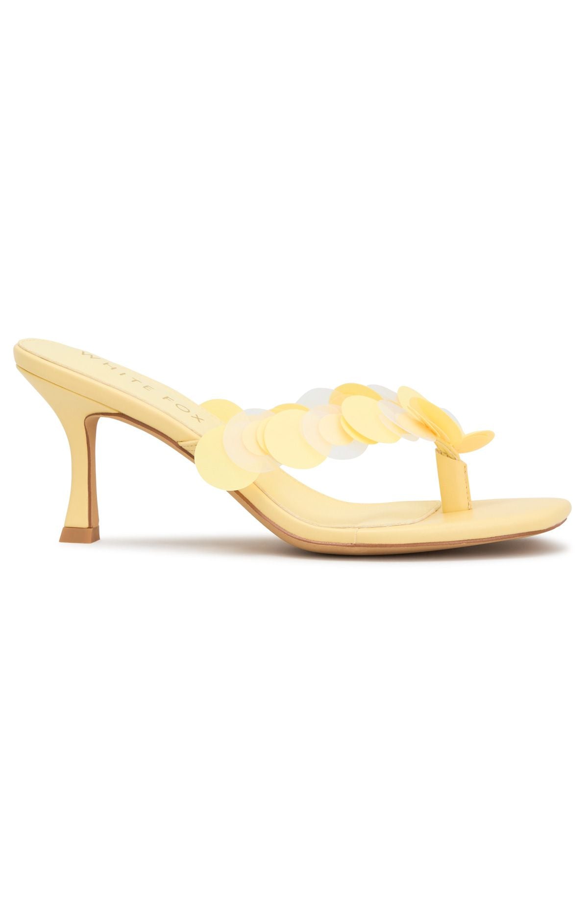 White Fox Imogen Sequin Mules Lemon