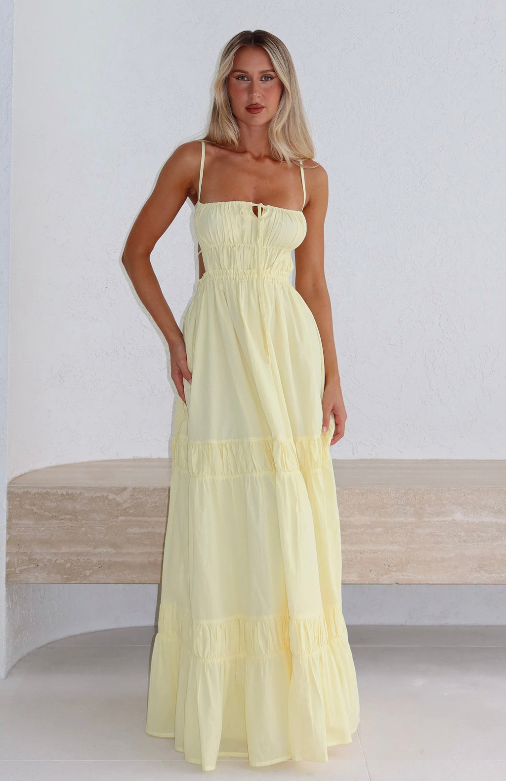 White Fox Rumour Has It Maxi Dress Lemon
