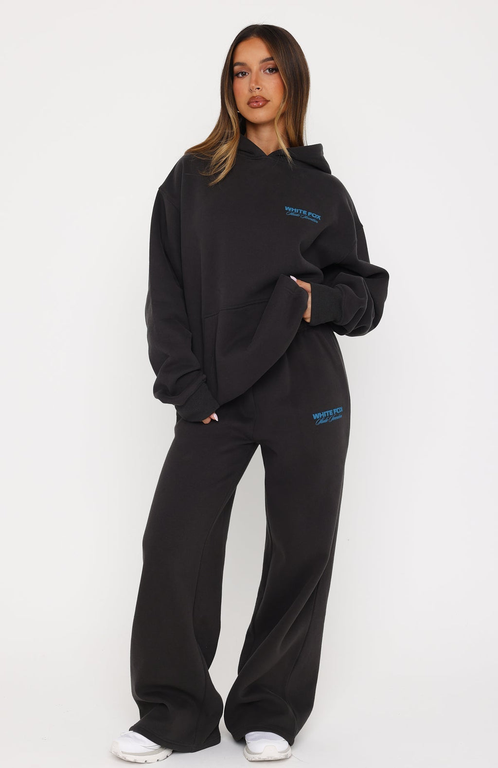 White Fox Studio 17 Tallulah Wide Leg Sweatpants Charcoal