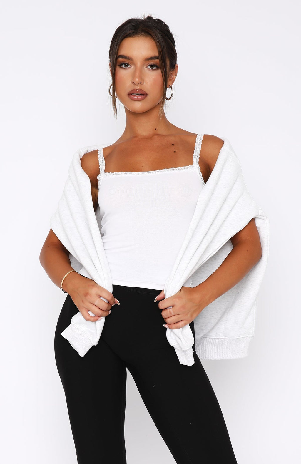 White Fox After Midnight Lace Trim Cami White