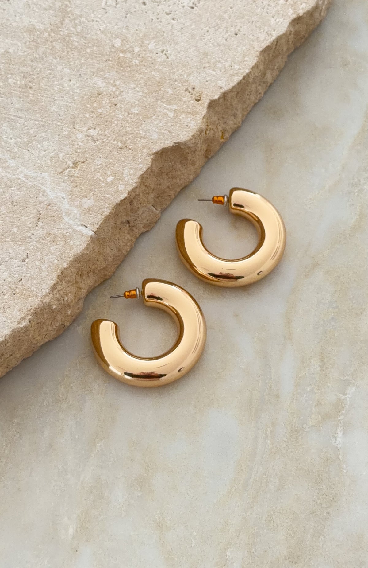 White Fox Sebastian Hoop Earrings Gold