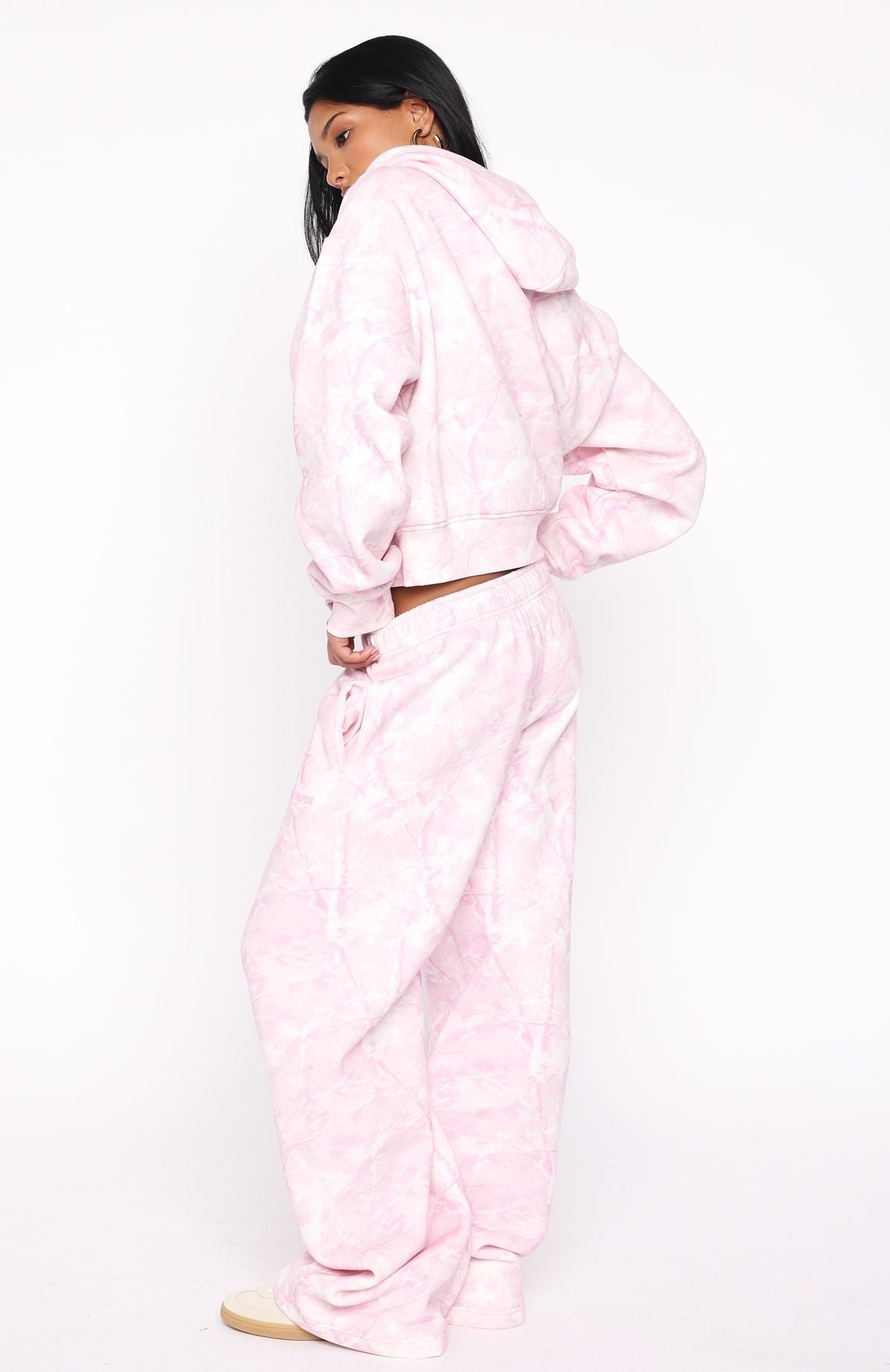 White Fox Hiding Away Wide Leg Sweatpants Pink Camo
