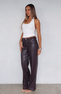 White Fox Life Affair PU Pants Deep Mauve