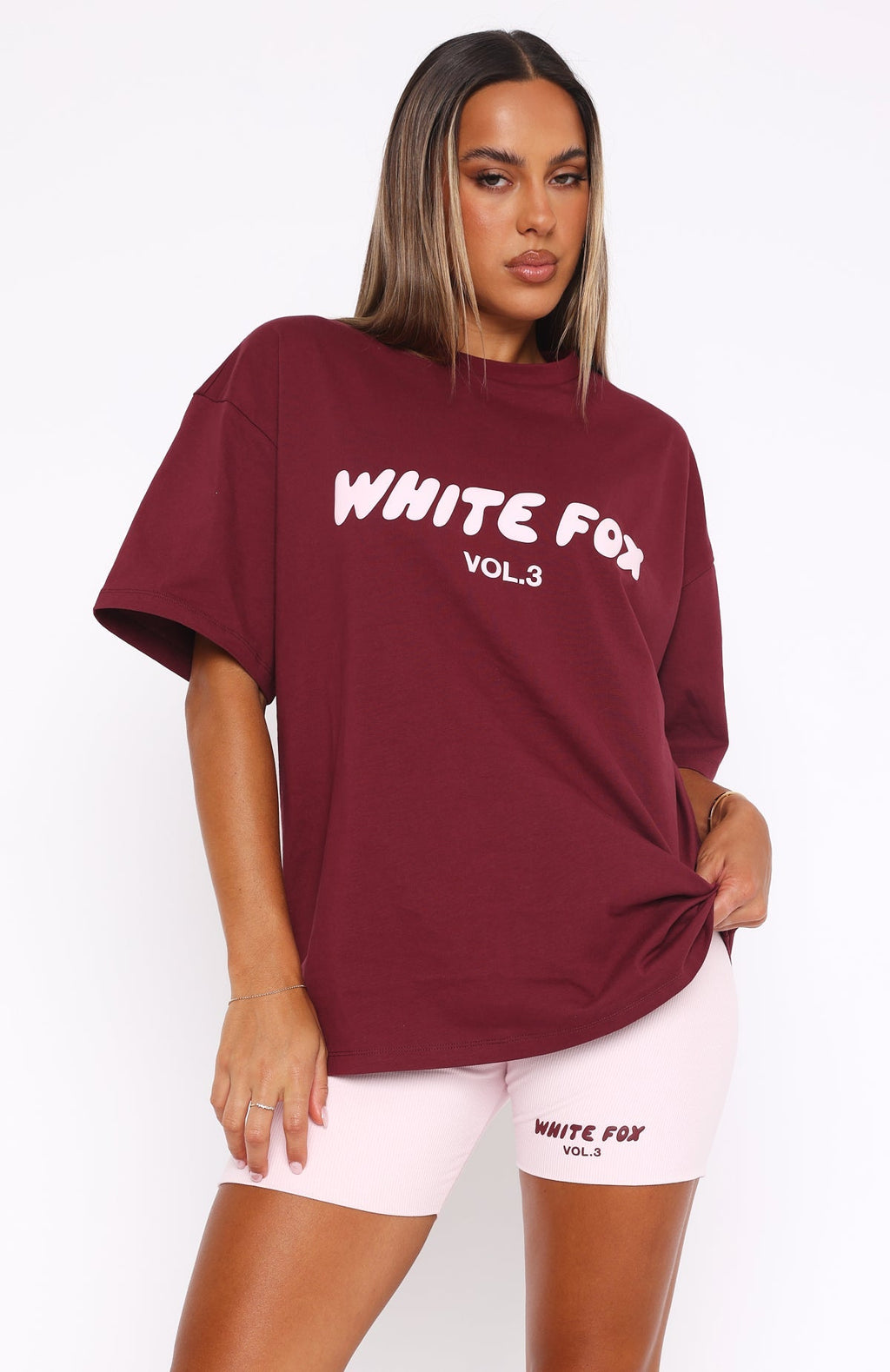 White Fox Offstage Oversized Tee Red Velvet
