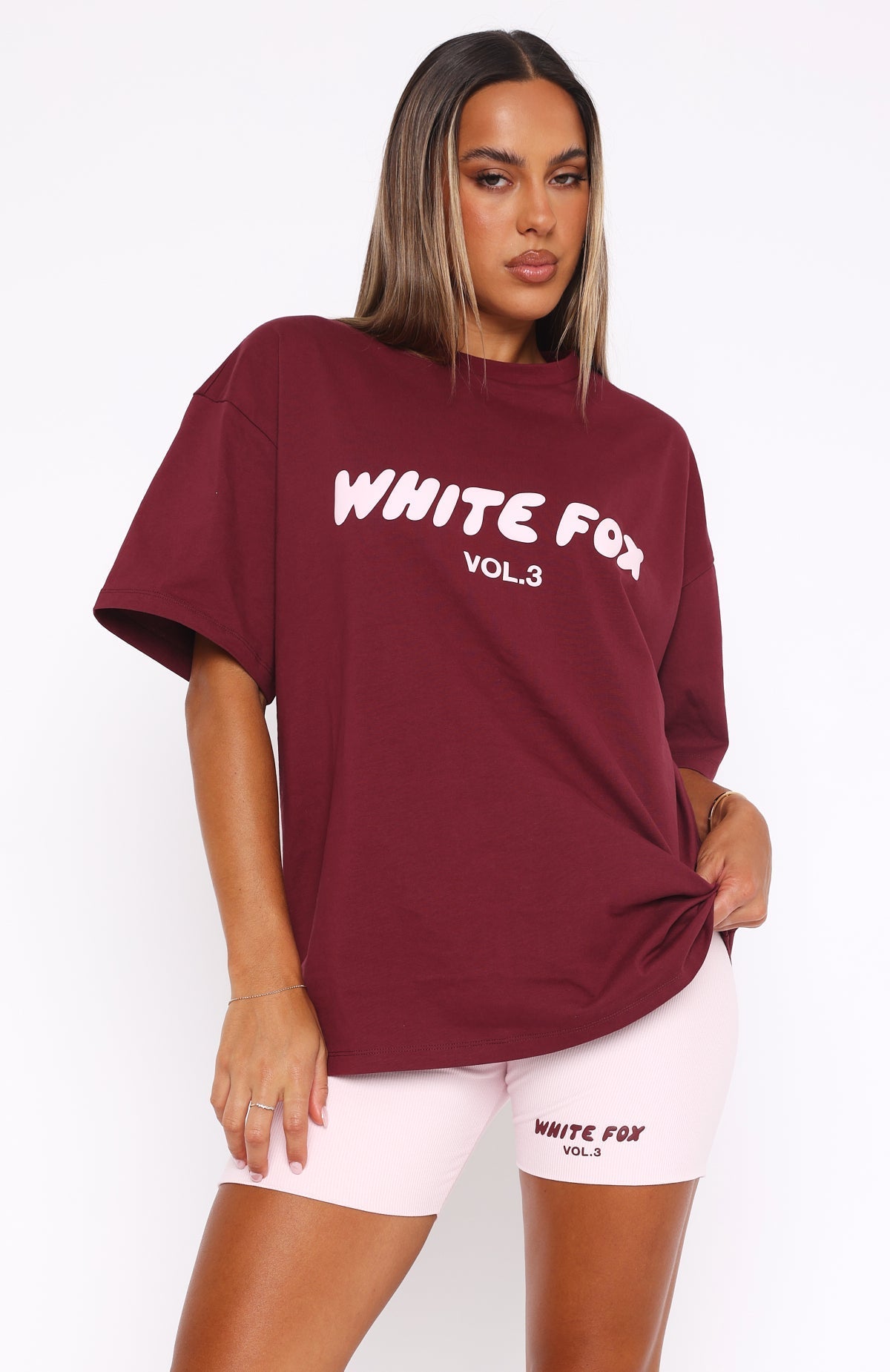 White Fox Offstage Oversized Tee Red Velvet